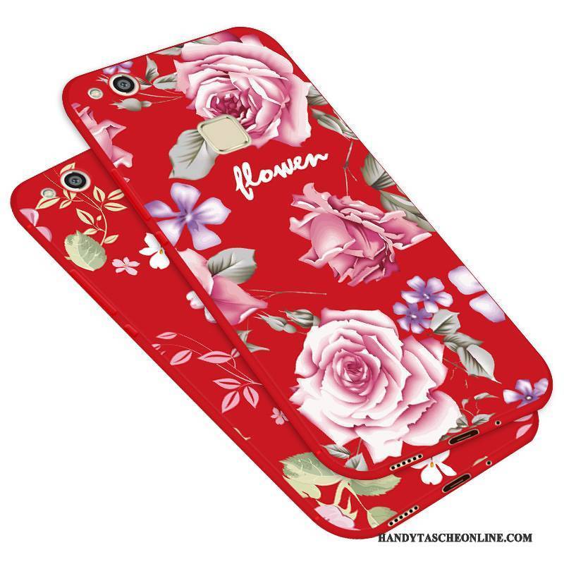 Hülle Huawei P10 Lite Silikon Rot Nubuck, Case Huawei P10 Lite Schutz Anti-sturz Handyhüllen
