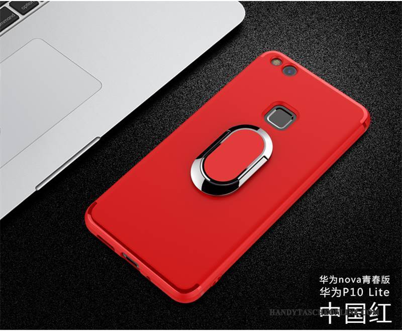 Hülle Huawei P10 Lite Taschen Anti-sturz Rot, Case Huawei P10 Lite Schutz Trend Magnetismus