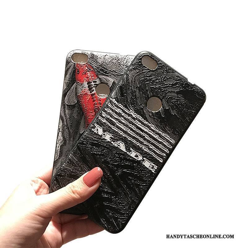 Hülle Huawei P10 Lite Weiche Handyhüllen Nubuck, Case Huawei P10 Lite Prägung Schwarz