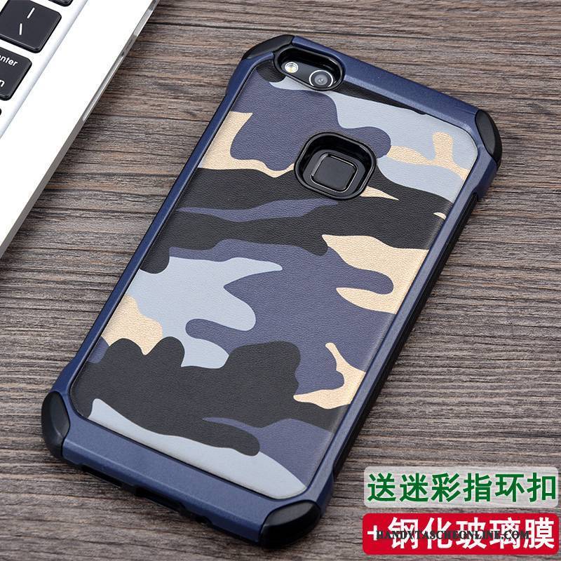 Hülle Huawei P10 Lite Weiche Ring Handyhüllen, Case Huawei P10 Lite Silikon Tarnung Blau