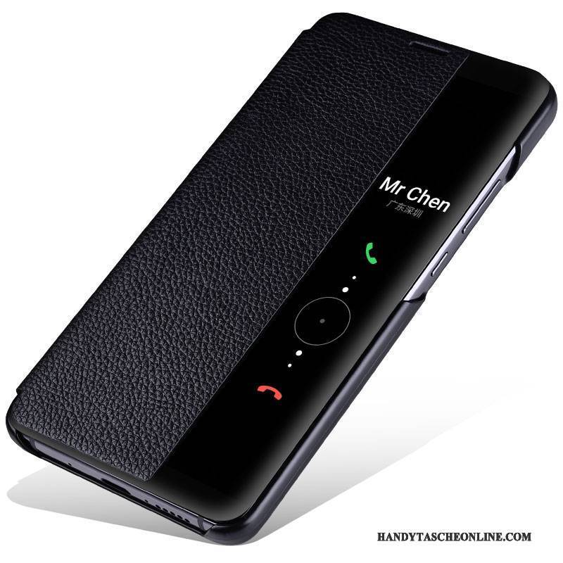Hülle Huawei P10 Plus Leder Handyhüllen Schwarz, Case Huawei P10 Plus Schutz