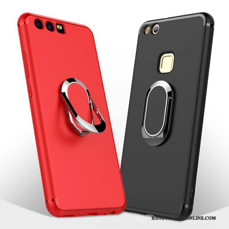 Hülle Huawei P10 Plus Weiche Ring Schwarz, Case Huawei P10 Plus Halterung Magnetismus Rot