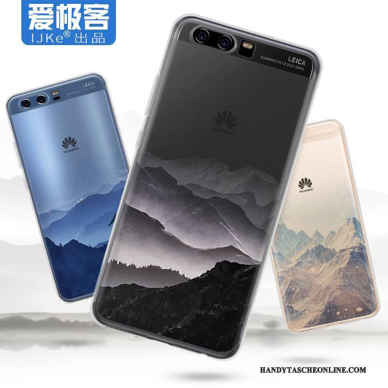 Hülle Huawei P10 Schutz Landschaft Blau, Case Huawei P10 Weiche Schwarz Handyhüllen