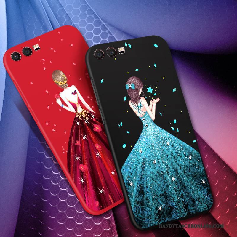 Hülle Huawei P10 Silikon Handyhüllen Rot, Case Huawei P10 Taschen Nubuck Hängende Verzierungen