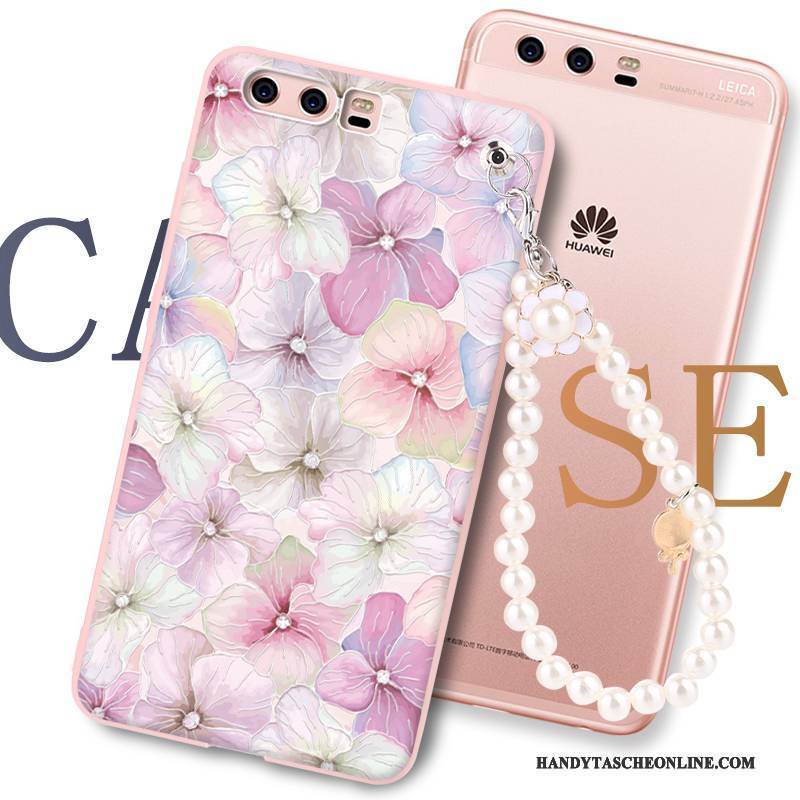 Hülle Huawei P10 Weiche Anti-sturz Rosa, Case Huawei P10 Gemalt Hängende Verzierungen Handyhüllen
