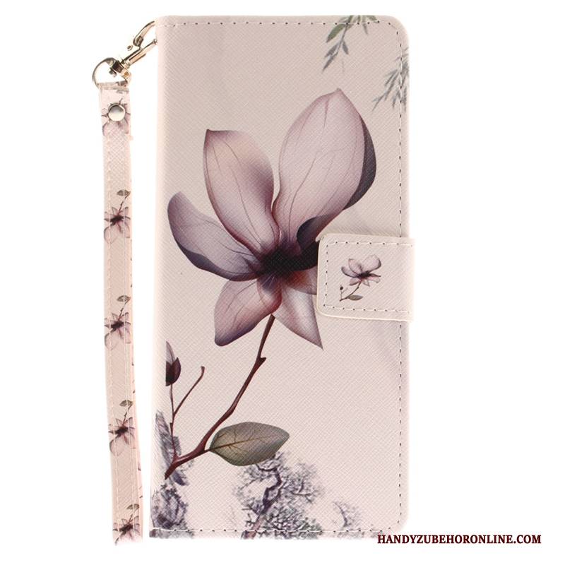 Hülle Huawei P20 Lite Lederhülle Anti-sturz Blumen, Case Huawei P20 Lite Gemalt Weiß Holz