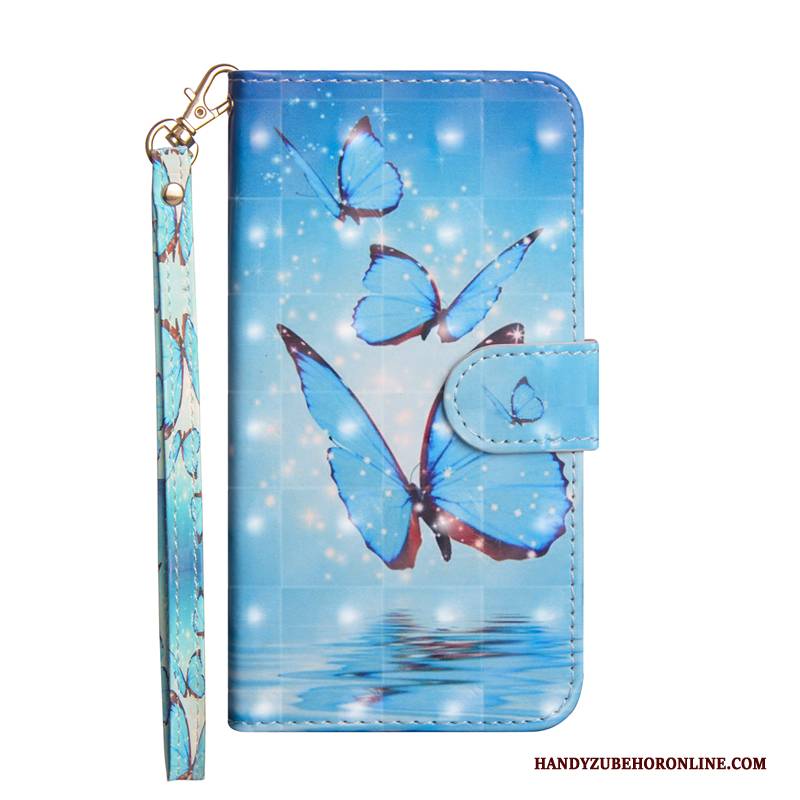 Hülle Huawei P20 Lite Schutz Blau Handyhüllen, Case Huawei P20 Lite Lederhülle Anti-sturz Schmetterling