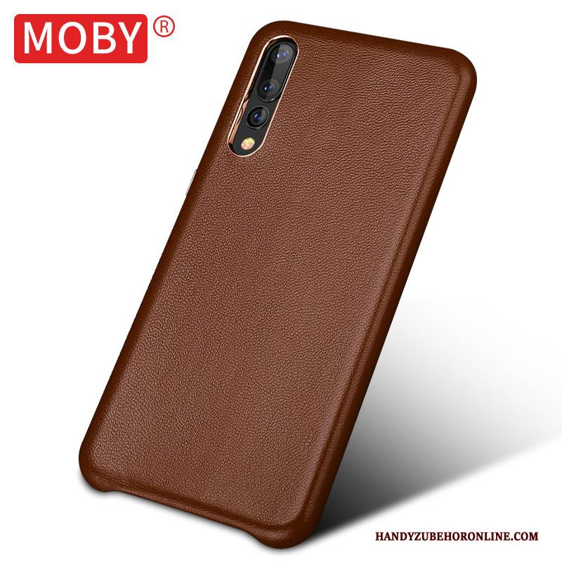 Hülle Huawei P20 Pro Leder Kuh Business, Case Huawei P20 Pro Schutz Handyhüllen Mini