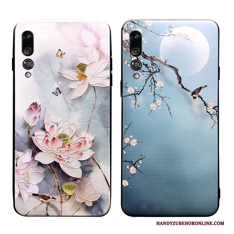 Hülle Huawei P20 Pro Schutz Blumen Anti-sturz, Case Huawei P20 Pro Weiche Grau Chinesische Art