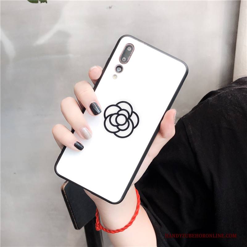 Hülle Huawei P20 Pro Schutz Blumen Netto Rot, Case Huawei P20 Pro Glas Weiß