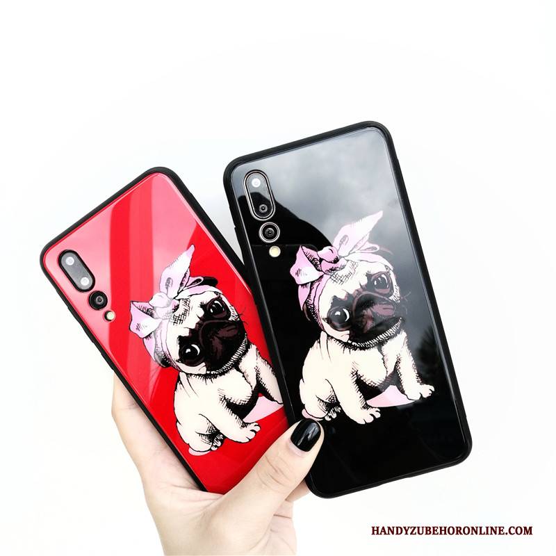Hülle Huawei P20 Pro Schutz Glas Rot, Case Huawei P20 Pro Taschen Spiegel Handyhüllen