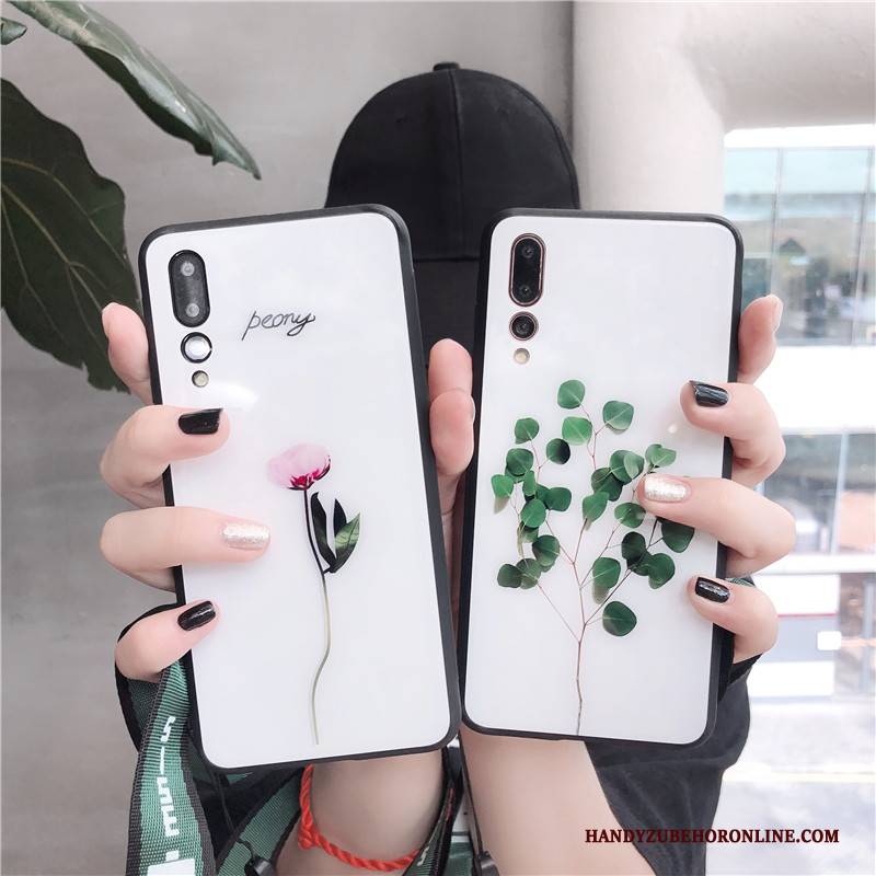 Hülle Huawei P20 Pro Taschen Liebhaber Glas, Case Huawei P20 Pro Schutz Weiß Hängende Verzierungen