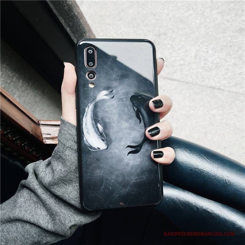 Hülle Huawei P20 Pro Taschen Spiegel Schwer, Case Huawei P20 Pro Schutz Schwarz Glas