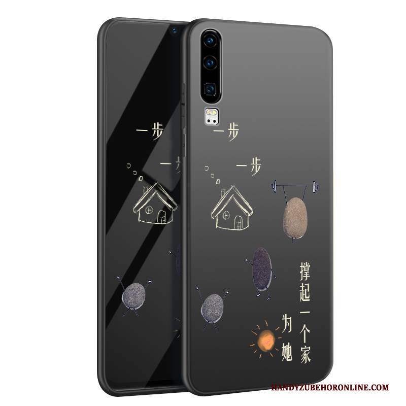 Hülle Huawei P30 Kreativ Schwarz Anti-sturz, Case Huawei P30 Silikon Mini Handyhüllen