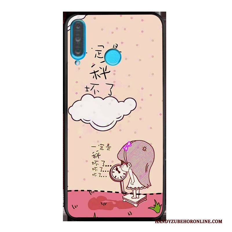 Hülle Huawei P30 Lite Taschen Nubuck Rosa, Case Huawei P30 Lite Karikatur Handyhüllen Persönlichkeit