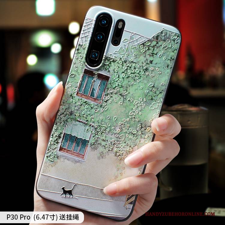 Hülle Huawei P30 Pro Schutz Grün Trendmarke, Case Huawei P30 Pro Weiche Nubuck Frisch