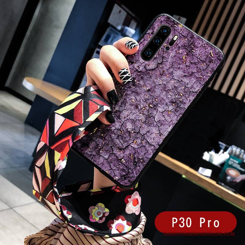Hülle Huawei P30 Pro Silikon Handyhüllen Muster, Case Huawei P30 Pro Weiche Seide Lila