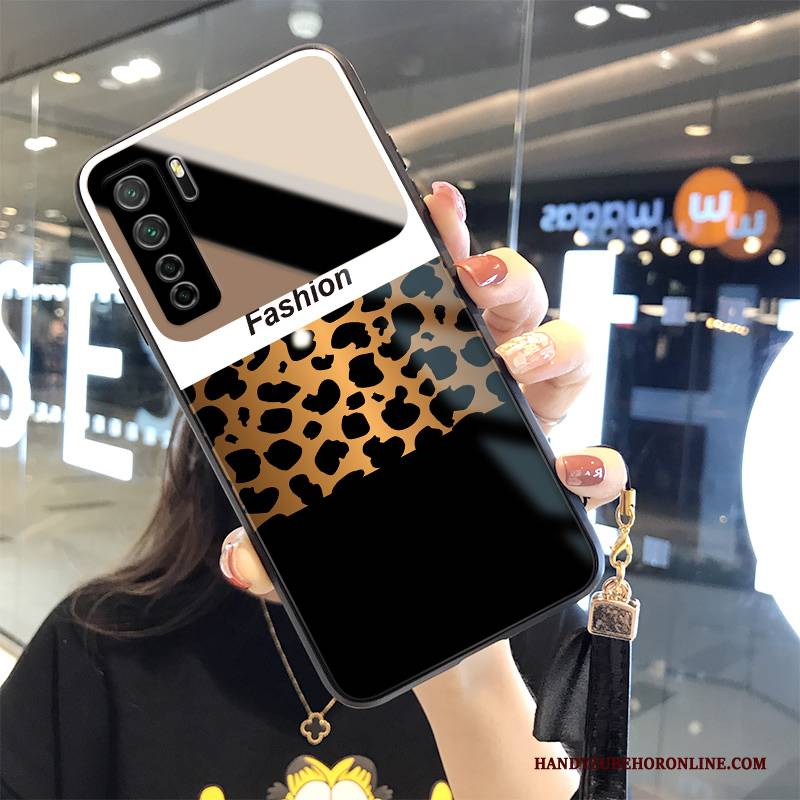 Hülle Huawei P40 Lite 5g Mode Hängende Verzierungen Gehärtetes Glas, Case Huawei P40 Lite 5g Luxus Spiegel Schwarz