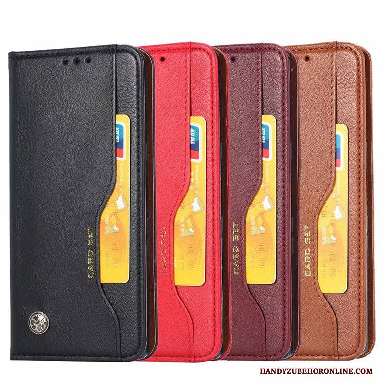 Hülle Huawei P40 Lite E Lederhülle Falten Handyhüllen, Case Huawei P40 Lite E Folio Schwarz Karte