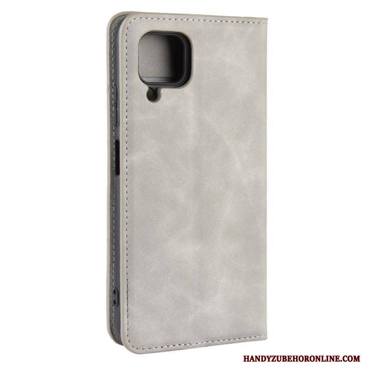 Hülle Huawei P40 Lite Geldbörse Business Handyhüllen, Case Huawei P40 Lite Folio Grau Karte