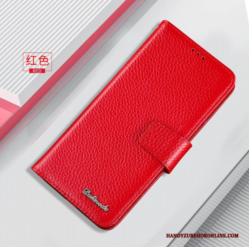 Hülle Huawei P40 Lite Geldbörse Karte Rot, Case Huawei P40 Lite Leder Handyhüllen Neu