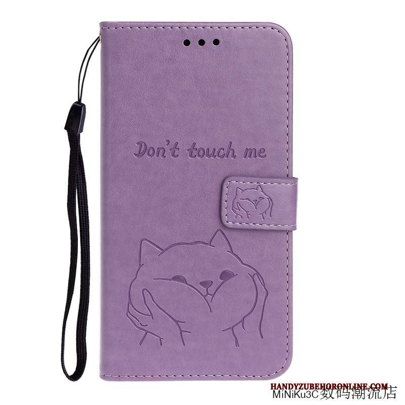 Hülle Huawei P40 Lite Lederhülle Handyhüllen Katzen, Case Huawei P40 Lite Folio Nette Lila