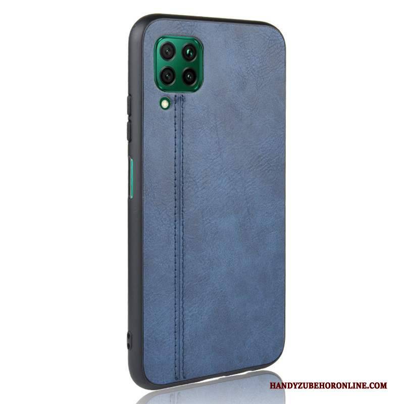 Hülle Huawei P40 Lite Taschen Blau Einfach, Case Huawei P40 Lite Schutz Handyhüllen