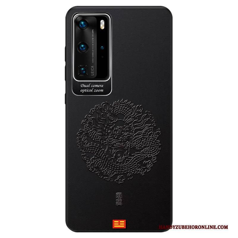 Hülle Huawei P40 Pro Schutz Trendmarke Business, Case Huawei P40 Pro Leder Schlank Handyhüllen