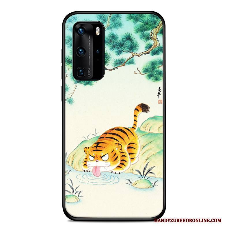Hülle Huawei P40 Pro Silikon Anti-sturz Nette, Case Huawei P40 Pro Weiche Grün Netto Rot
