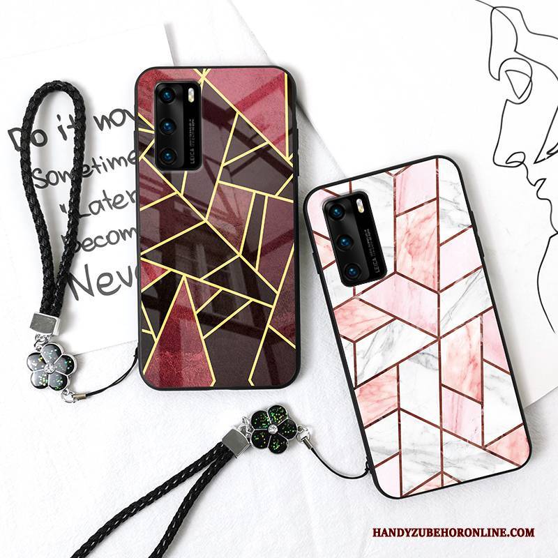Hülle Huawei P40 Silikon Netto Rot Persönlichkeit, Case Huawei P40 Taschen Einfach Handyhüllen