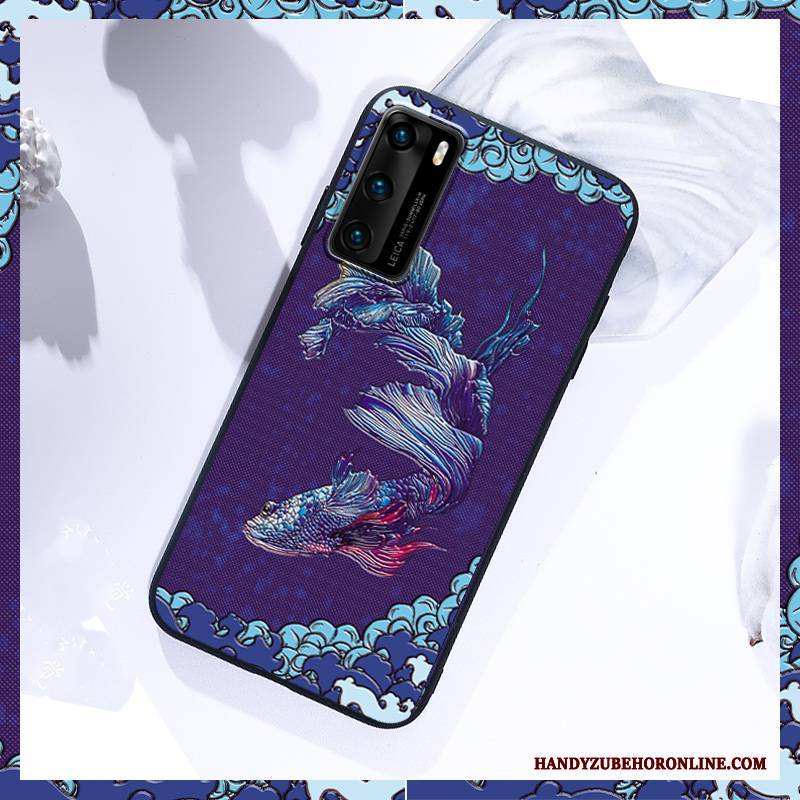 Hülle Huawei P40 Taschen Lila Nubuck, Case Huawei P40 Kreativ Wind Schlank