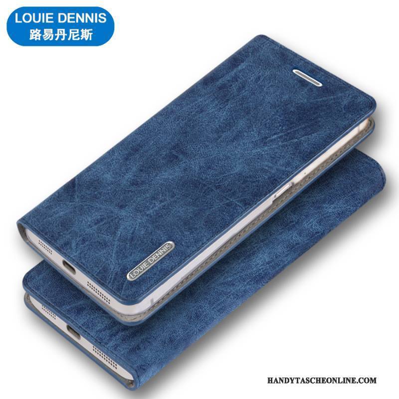 Hülle Huawei P8 Lederhülle Dunkelblau Hoch, Case Huawei P8 Schutz Jugend