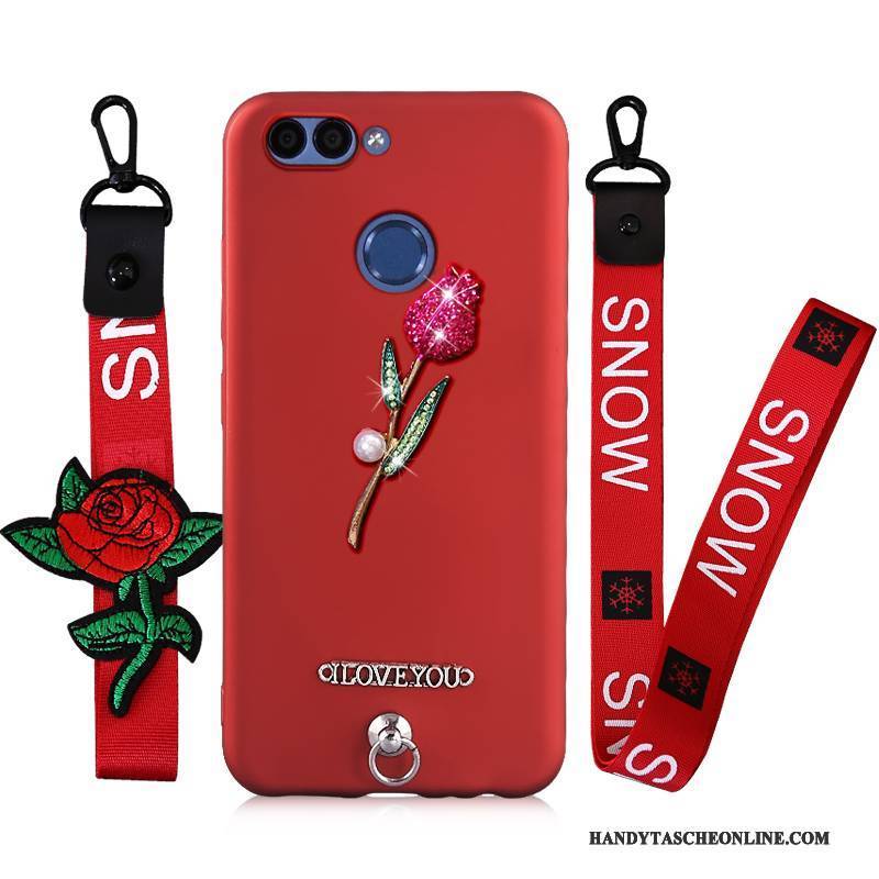 Hülle Huawei P8 Lite 2017 Weiche Rot Hängende Verzierungen, Case Huawei P8 Lite 2017 Handyhüllen Jugend