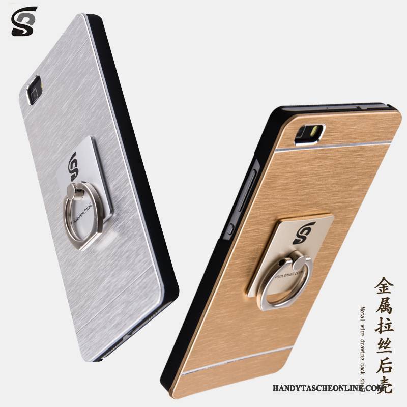 Hülle Huawei P8 Lite Metall Ring Trend, Case Huawei P8 Lite Schutz Silber Schwer