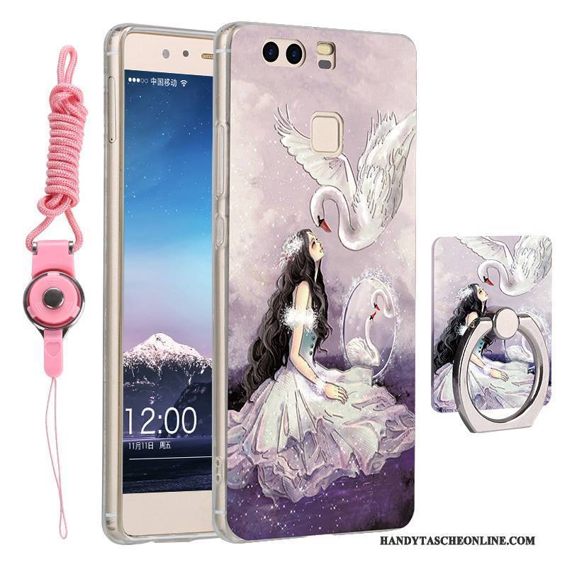 Hülle Huawei P9 Gemalt Handyhüllen Trend, Case Huawei P9 Silikon Lila Dünne