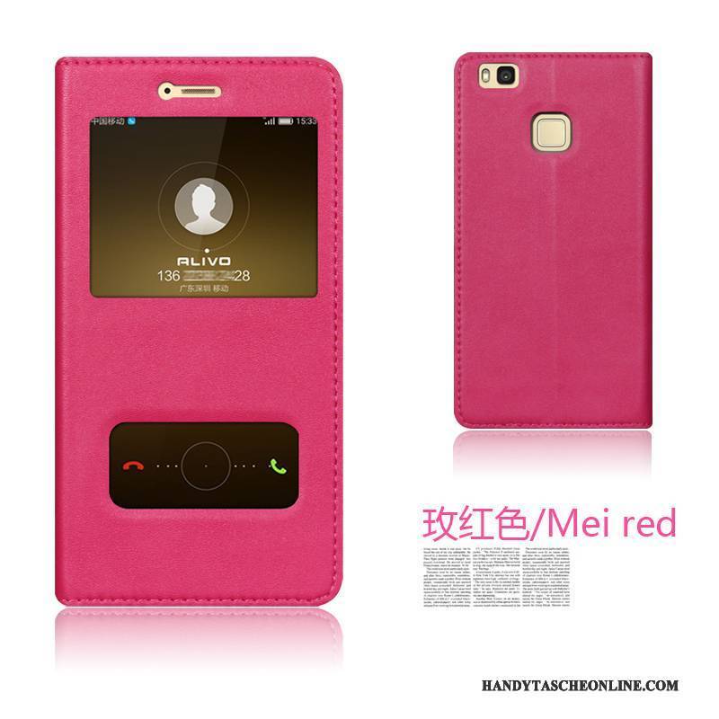 Hülle Huawei P9 Lite Folio Rot Handyhüllen, Case Huawei P9 Lite Lederhülle Jugend