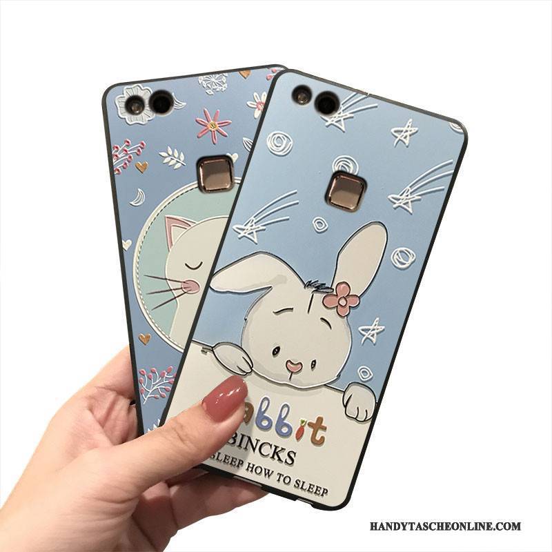 Hülle Huawei P9 Lite Taschen Handyhüllen Nette, Case Huawei P9 Lite Karikatur Hellblau