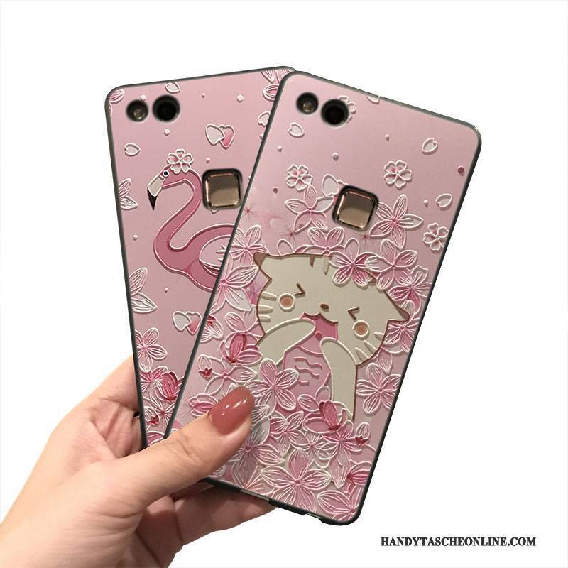 Hülle Huawei P9 Lite Taschen Nette Handyhüllen, Case Huawei P9 Lite Silikon Hängende Verzierungen Rosa