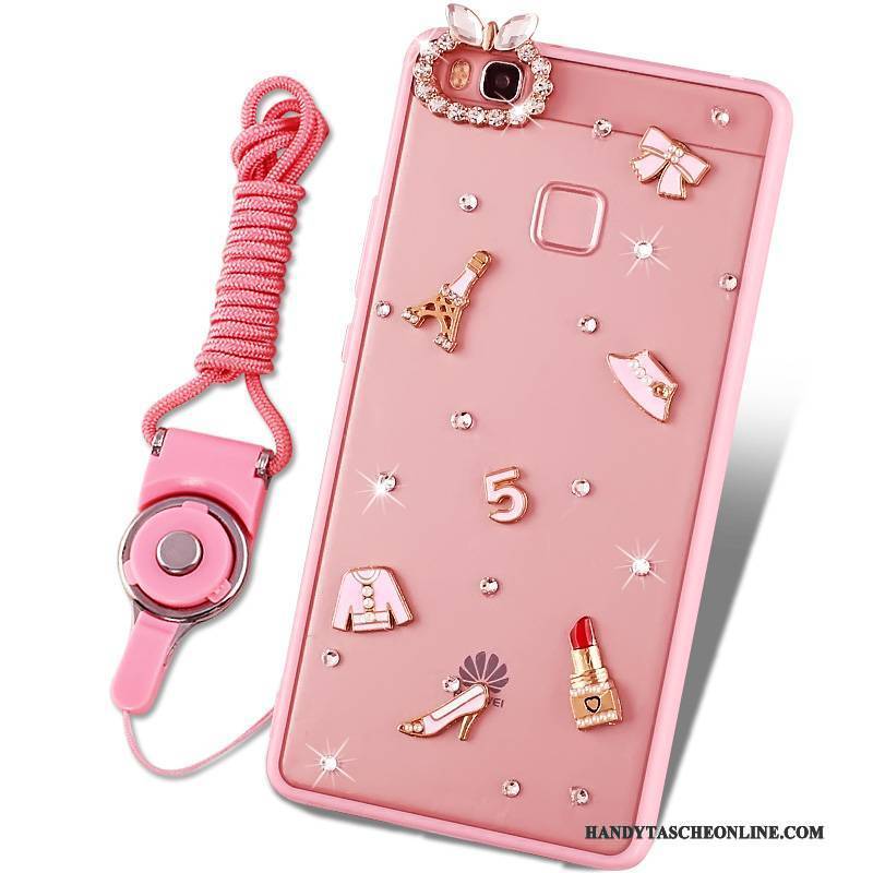 Hülle Huawei P9 Lite Weiche Handyhüllen Hängende Verzierungen, Case Huawei P9 Lite Schutz Rosa Jugend