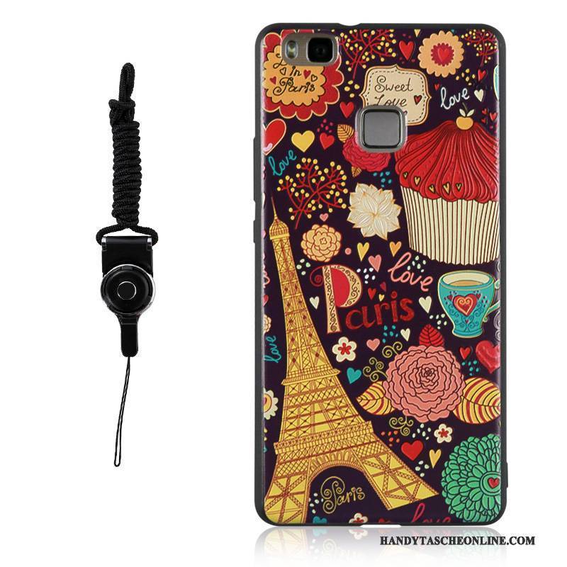 Hülle Huawei P9 Lite Weiche Hängende Verzierungen Nubuck, Case Huawei P9 Lite Silikon Handyhüllen Rosa