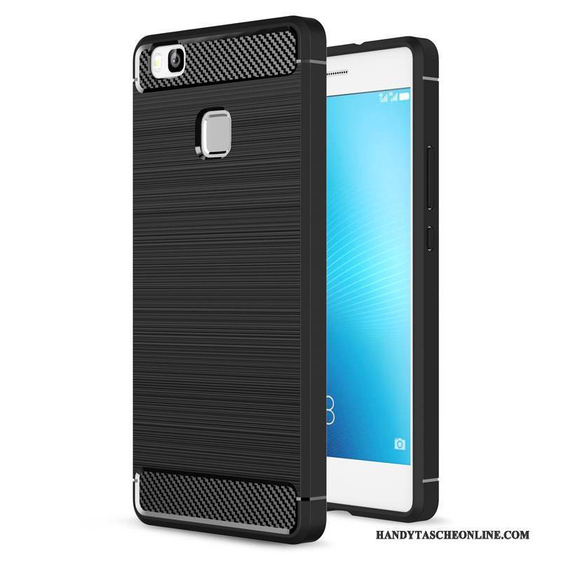 Hülle Huawei P9 Lite Weiche Schwarz Seide, Case Huawei P9 Lite Schutz Muster Handyhüllen