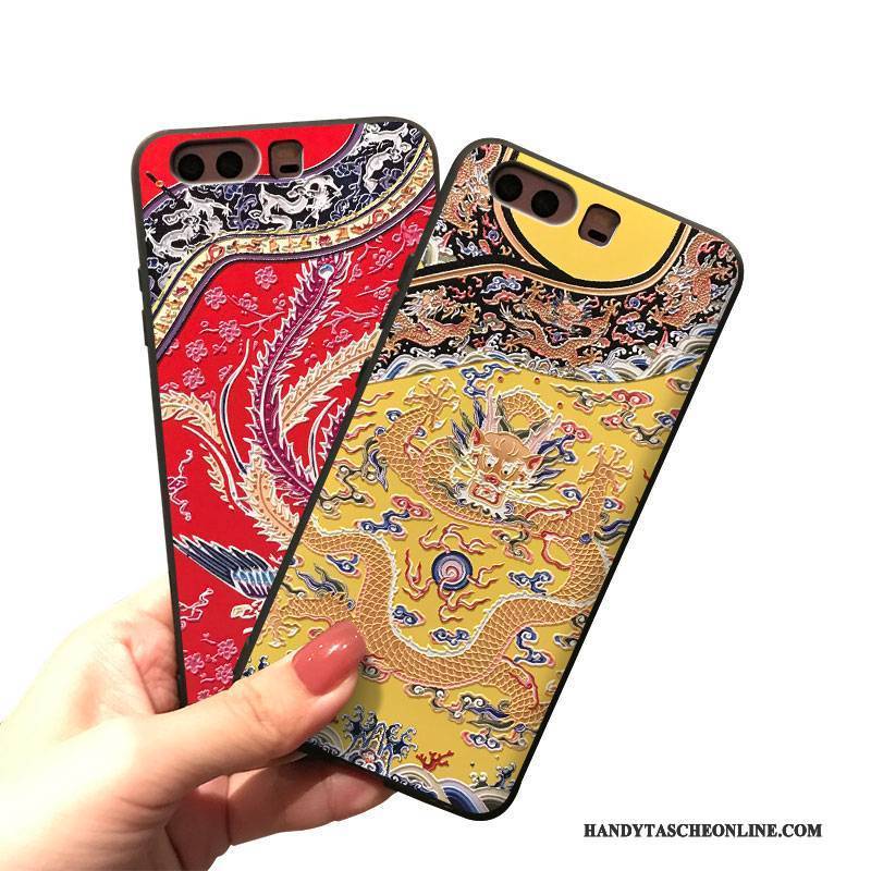 Hülle Huawei P9 Plus Karikatur Handyhüllen Gelb, Case Huawei P9 Plus Silikon Trend Rot