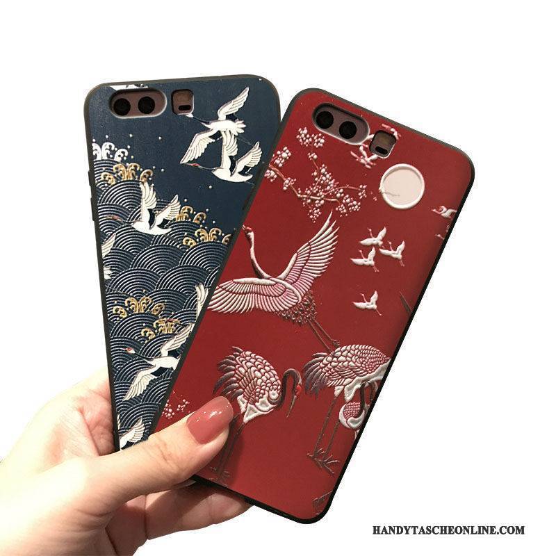 Hülle Huawei P9 Plus Karikatur Handyhüllen Rot, Case Huawei P9 Plus Taschen Blau Hängende Verzierungen
