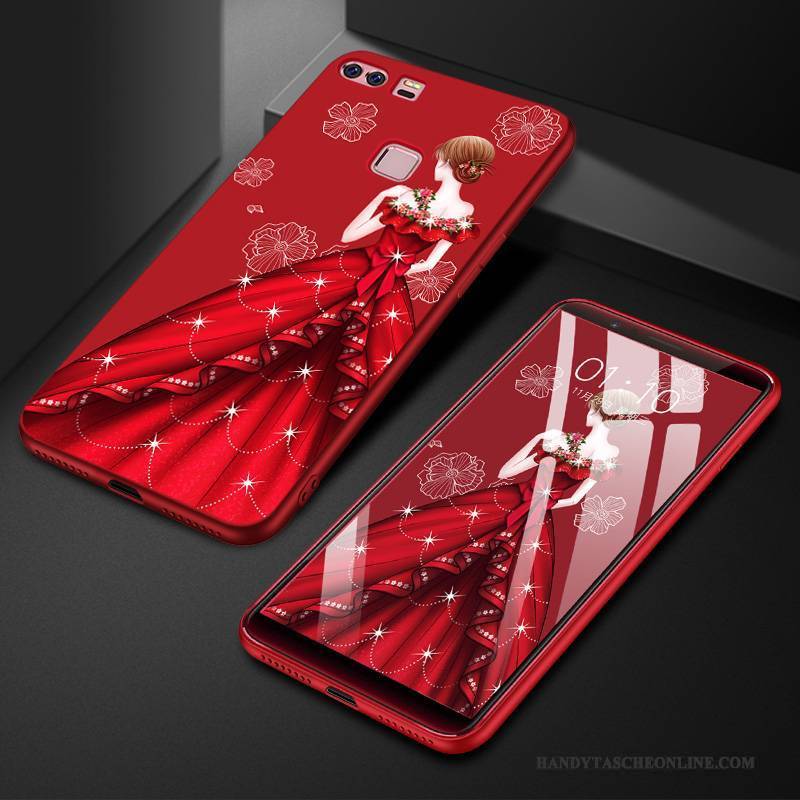 Hülle Huawei P9 Plus Kreativ Anti-sturz Jugend, Case Huawei P9 Plus Taschen Dünne Rot