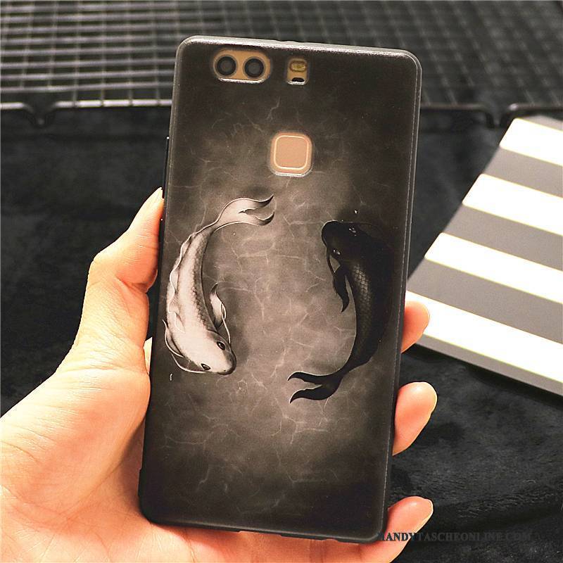 Hülle Huawei P9 Plus Kreativ Schwarz Chinesische Art, Case Huawei P9 Plus Persönlichkeit Trend