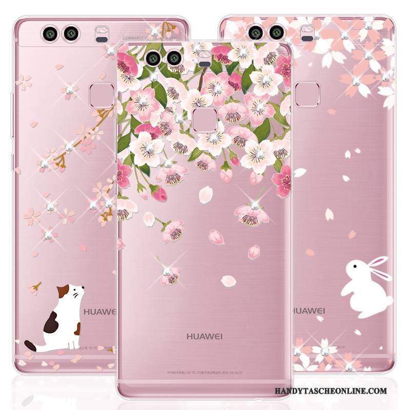 Hülle Huawei P9 Plus Taschen Anti-sturz Rosa, Case Huawei P9 Plus Silikon Hängende Verzierungen Handyhüllen