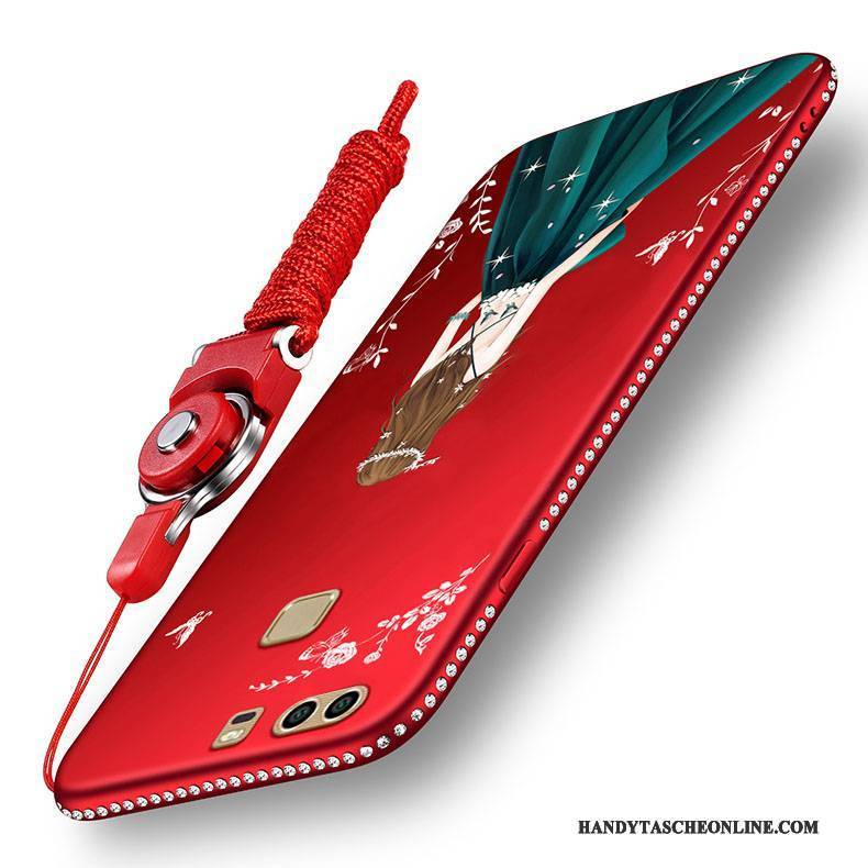 Hülle Huawei P9 Plus Weiche Rot Anti-sturz, Case Huawei P9 Plus Taschen Handyhüllen