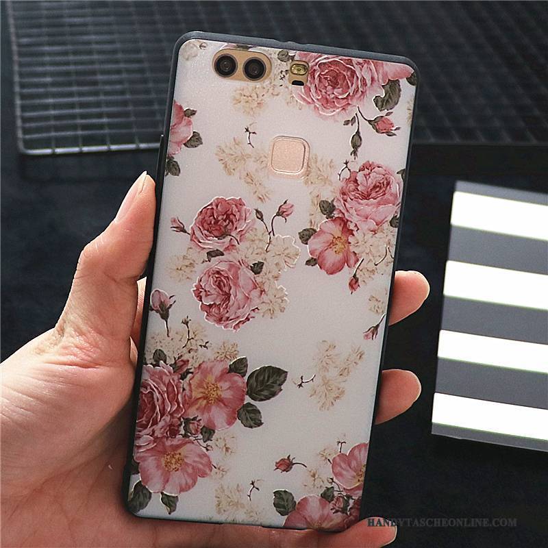 Hülle Huawei P9 Prägung Chinesische Art Rosa, Case Huawei P9 Kreativ Persönlichkeit Nubuck