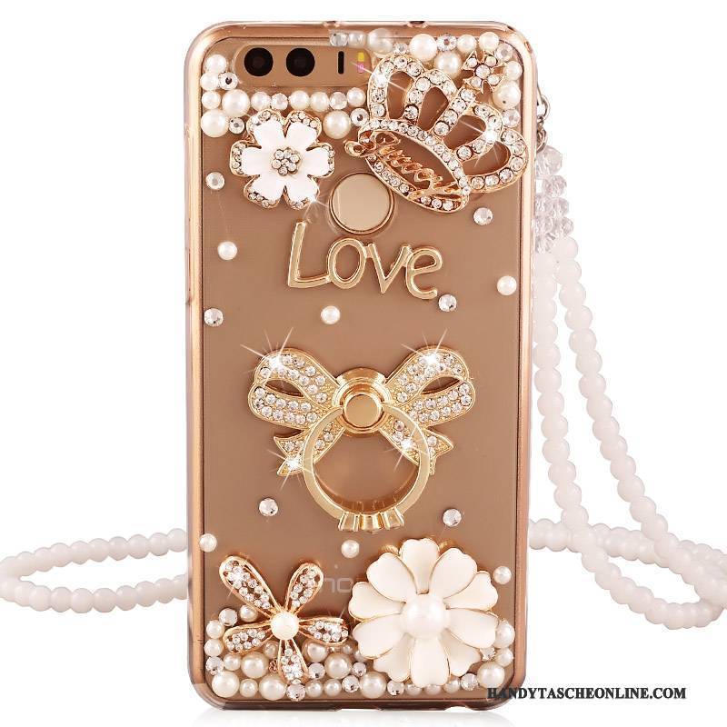 Hülle Huawei P9 Schutz Handyhüllen Ring, Case Huawei P9 Strass Gold