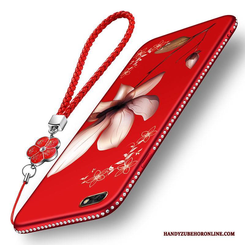 Hülle Huawei Y5 2018 Taschen Handyhüllen Rot, Case Huawei Y5 2018 Schutz Nubuck Trend